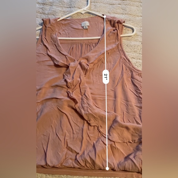 A New Day Light Pink Ruffle Sleeveless Top size X-Large v neck snap blush blouse - Picture 12 of 15